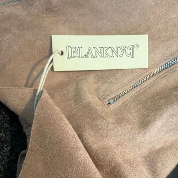 BLANKNYC Faux Suede Moto Bomber Jacket Sand Dune Tan Long Sleeve Zip-Up L - Picture 8 of 13